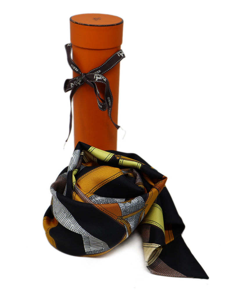 Hermes Black Orange & Yellow Twilly 5
