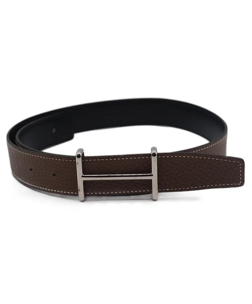 Hermes reversible belt black taupe size 90 NEW Hermès Black/Taupe Reversible Leather Belt Size 90 – Mine  main image 4