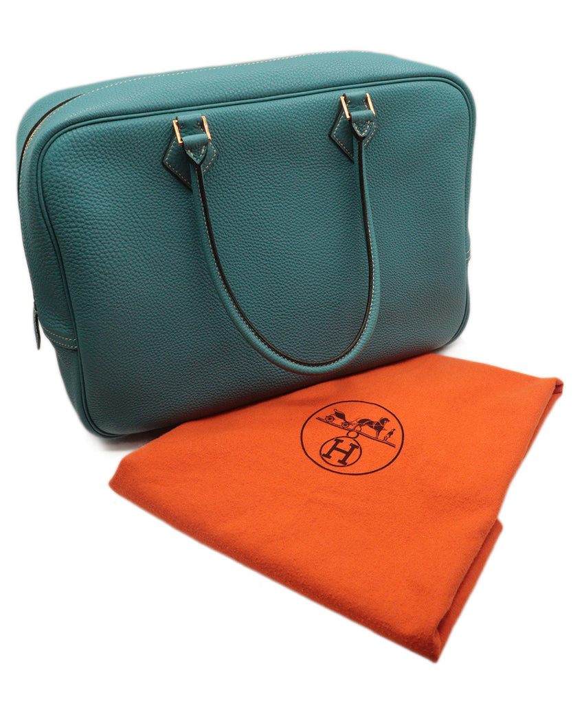 Hermes Blue Leather Plume Satchel Handbag 7