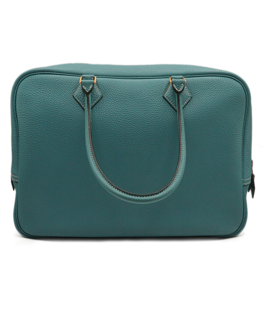 Hermes Blue Leather Plume Satchel Handbag 