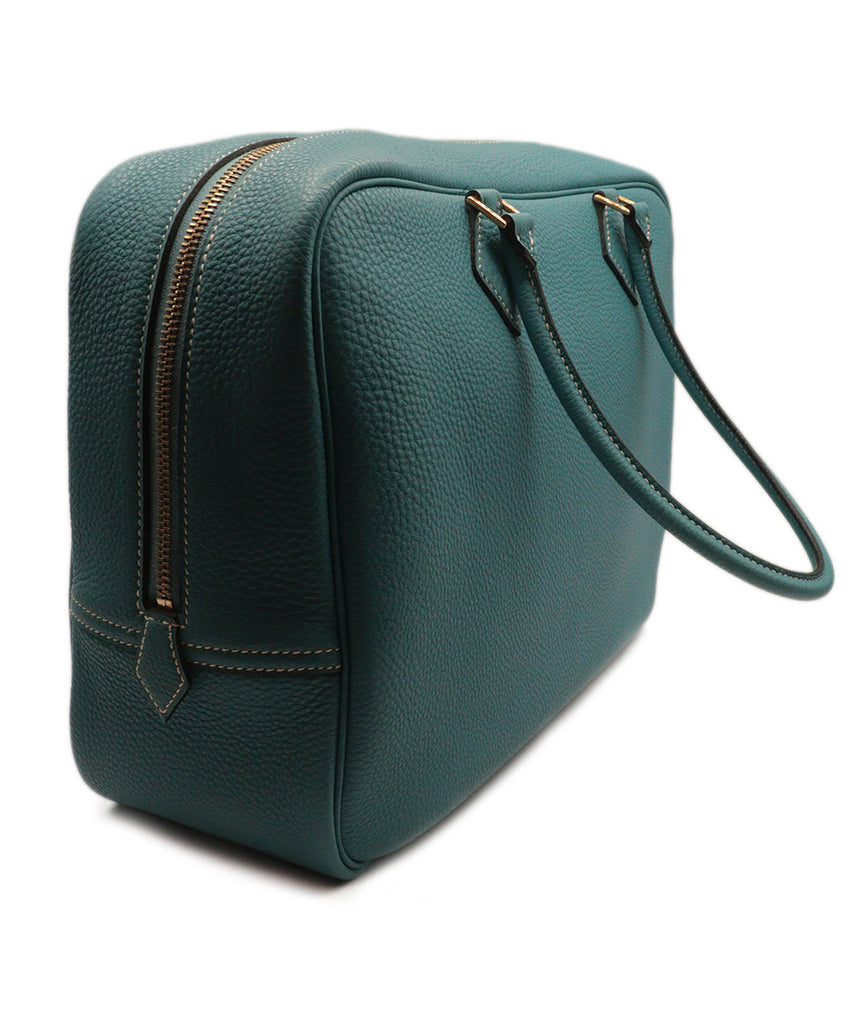 Hermes Blue Leather Plume Satchel Handbag 1