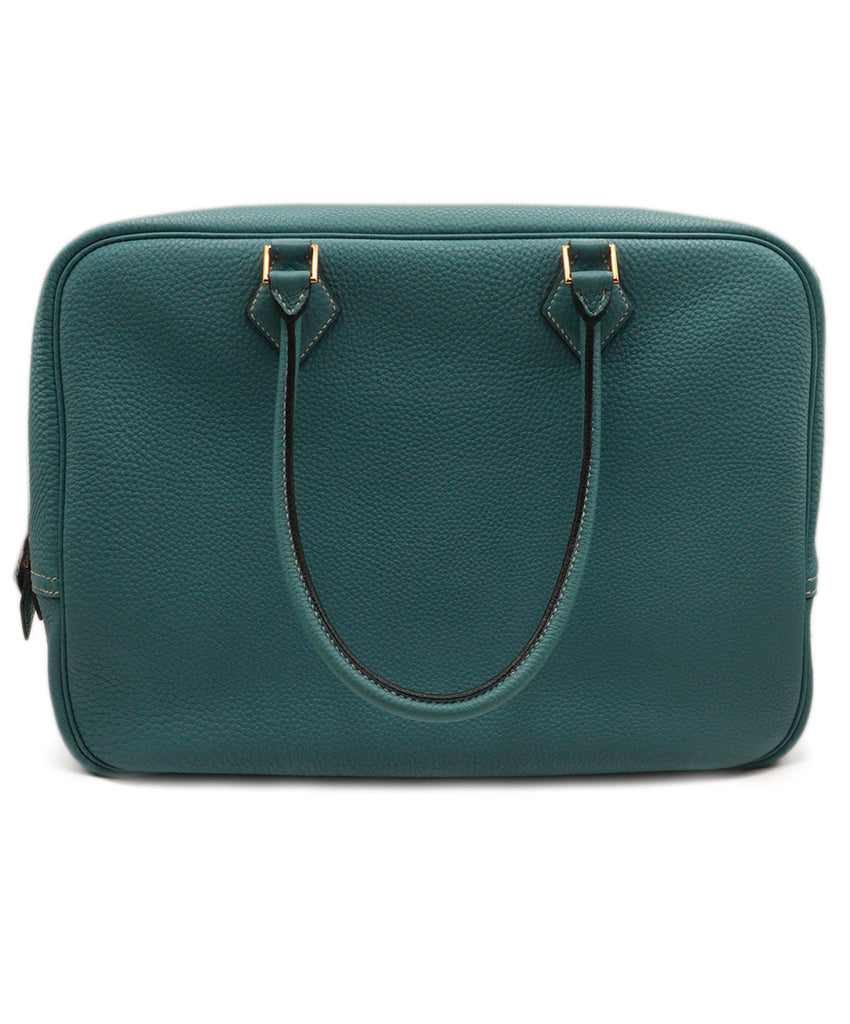 Hermes Blue Leather Plume Satchel Handbag 4