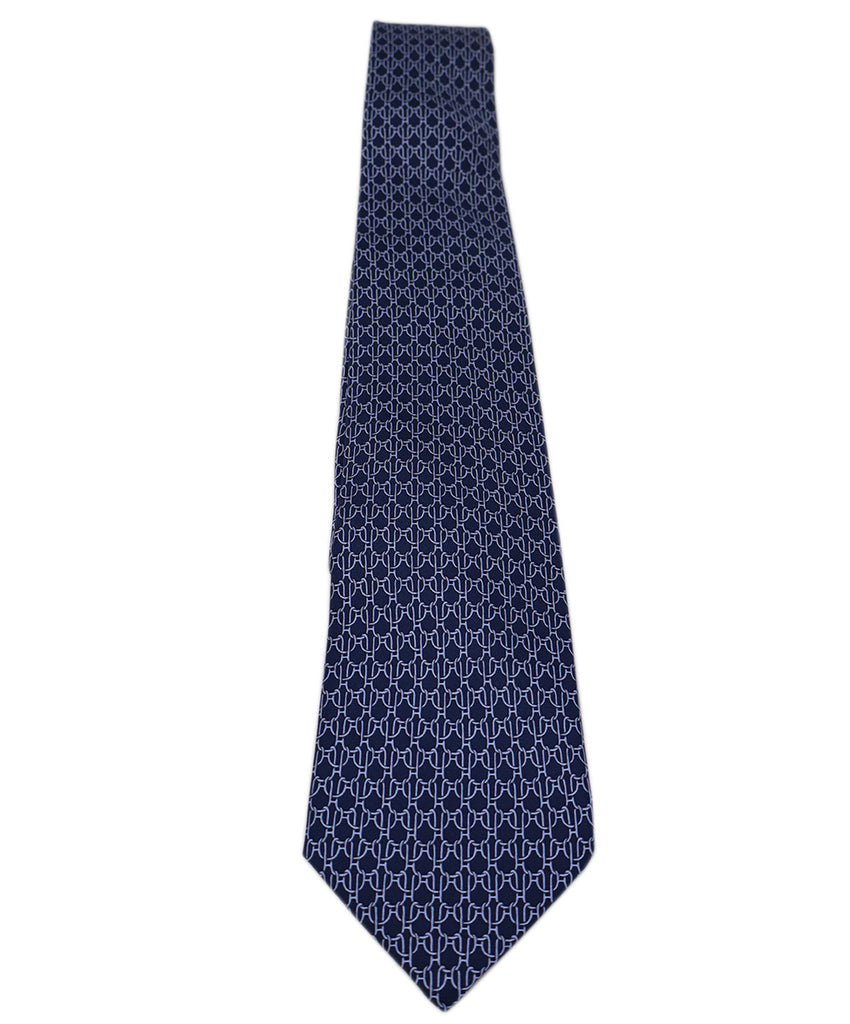 Hermes Blue Print Tie 