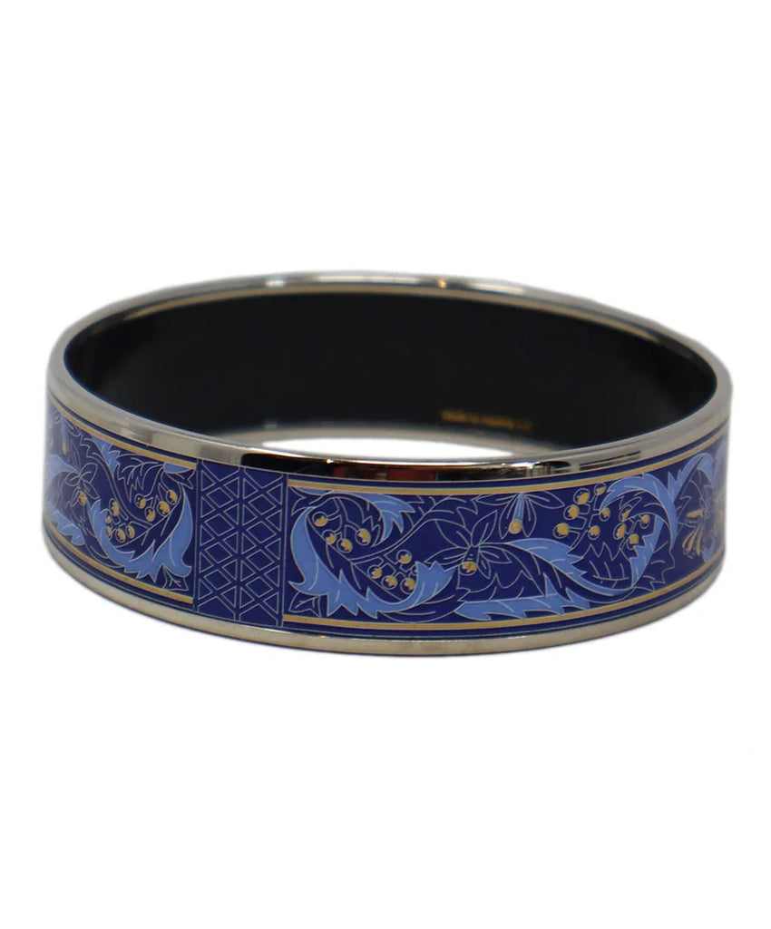 Hermes Blue & Yellow Print Bangle - Michael's Consignment NYC