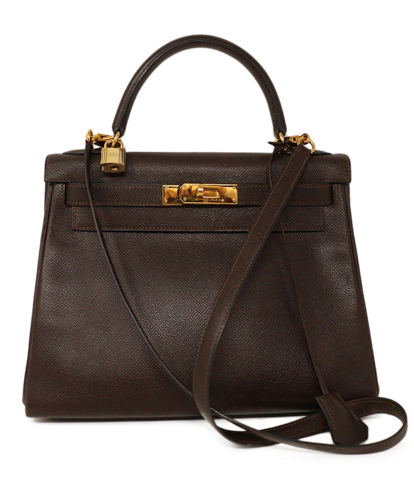 Hermes Brown Leather 28CM Kelly Bag 