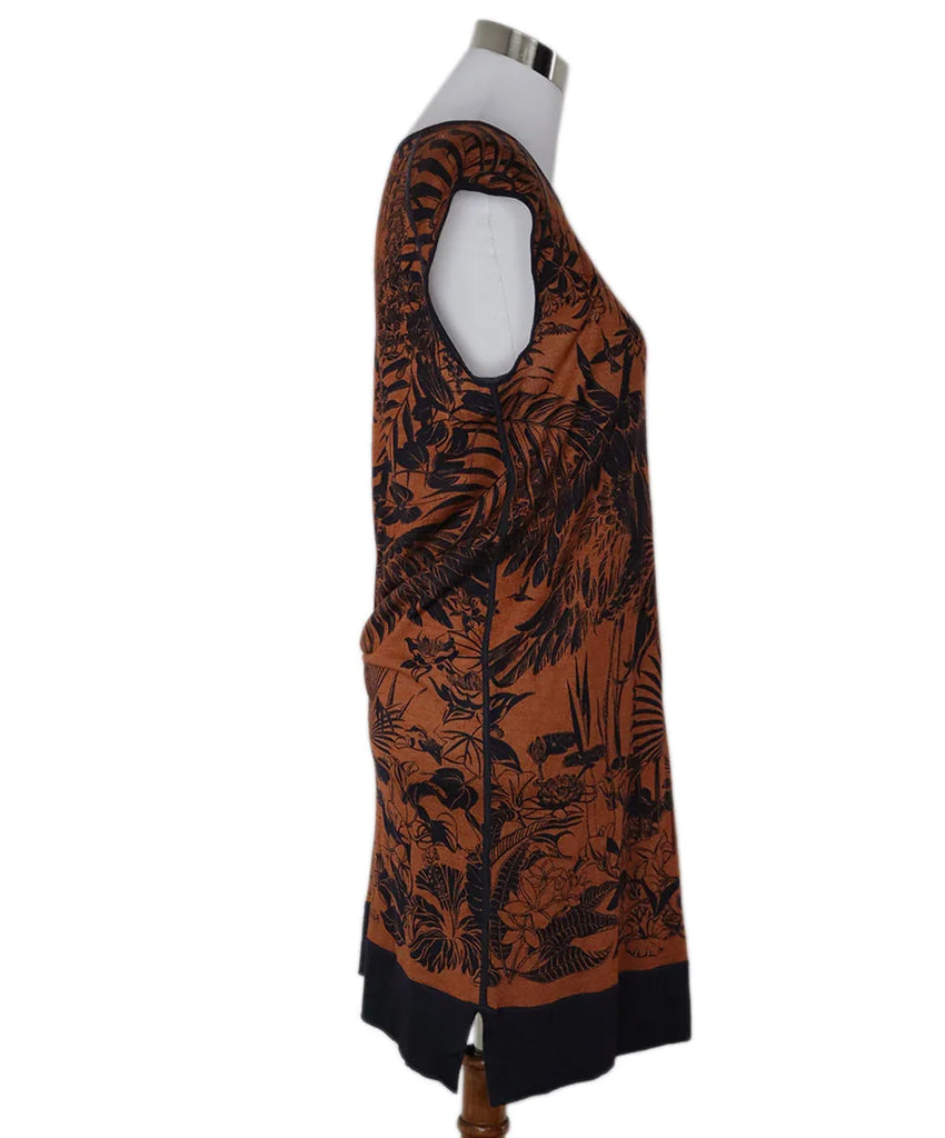 Hermes Orange & Navy Print Dress sz 6 - Michael's Consignment NYC