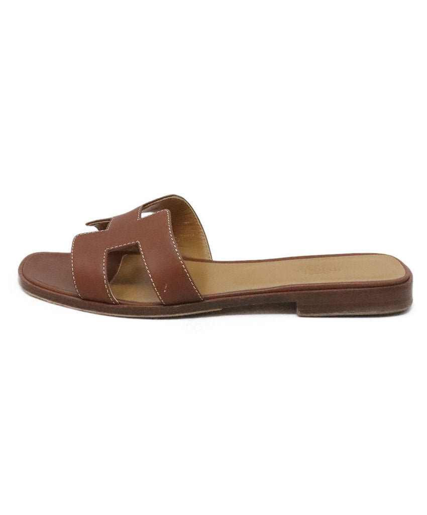 Hermes Brown Leather Oran Sandals 1