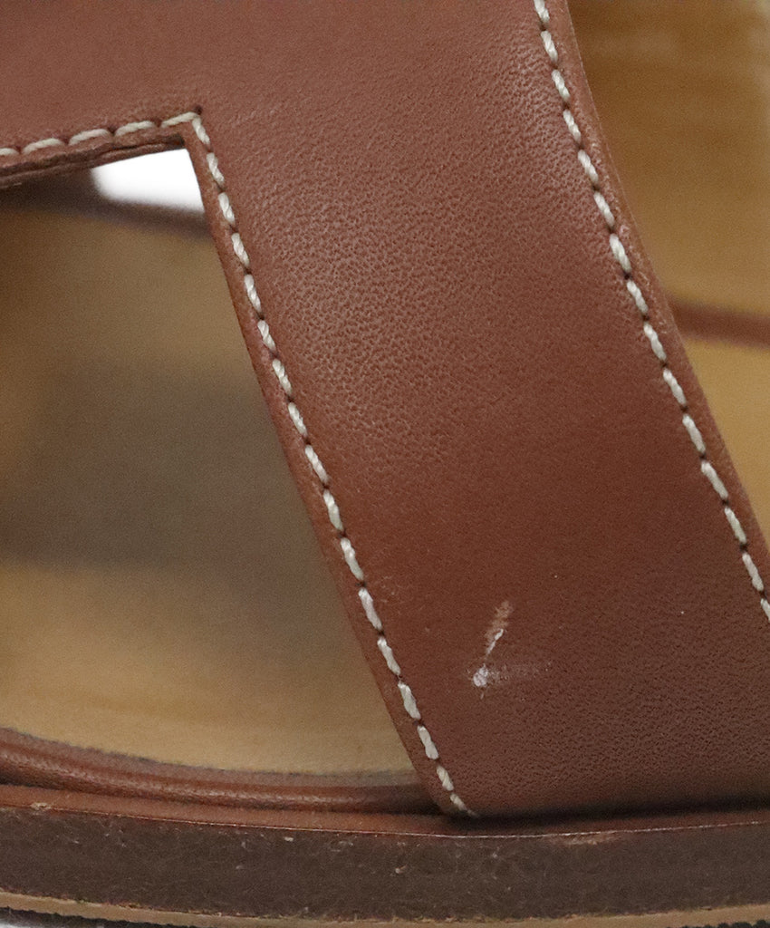 Hermes Brown Leather Oran Sandals 5