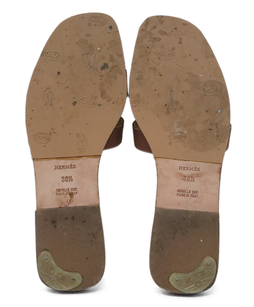 Hermes Brown Leather Oran Sandals 4
