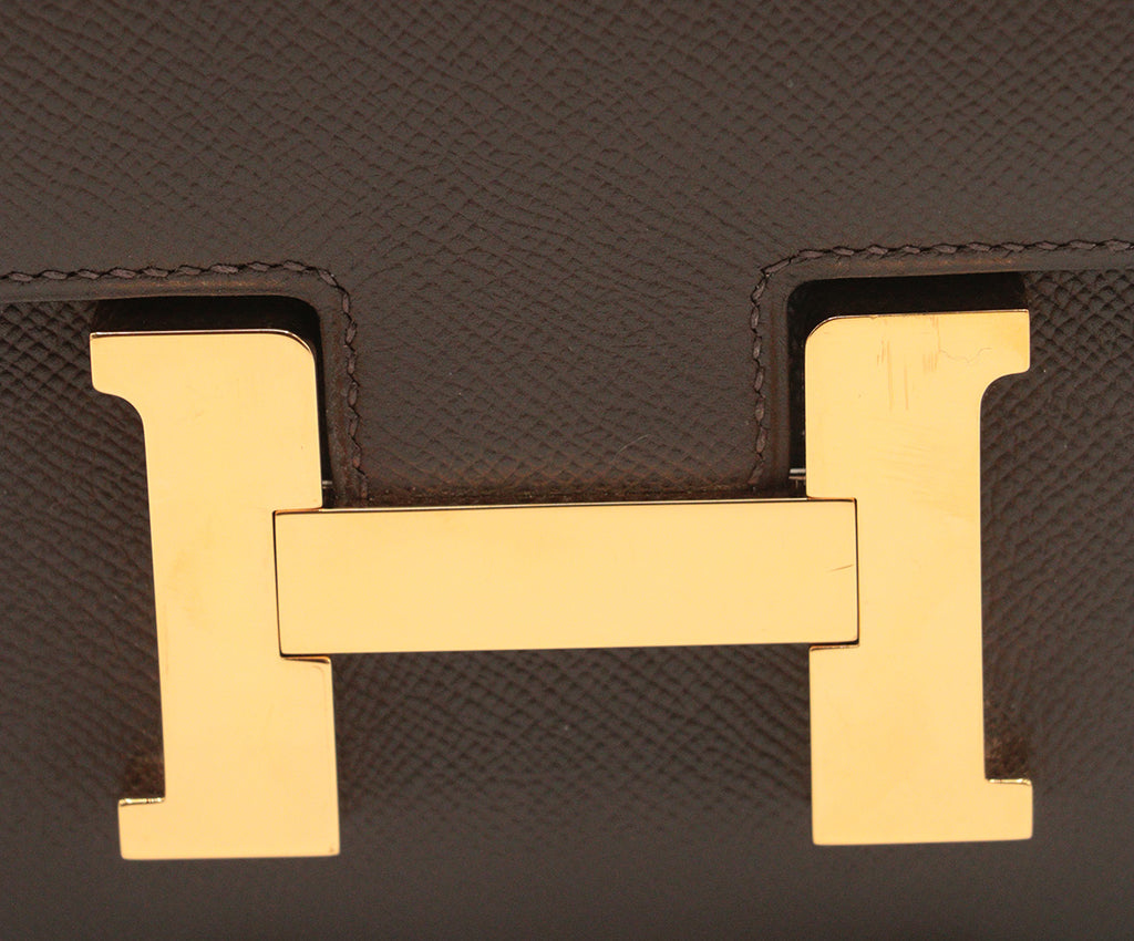 Hermes Chocolate Brown Leather Constance 12