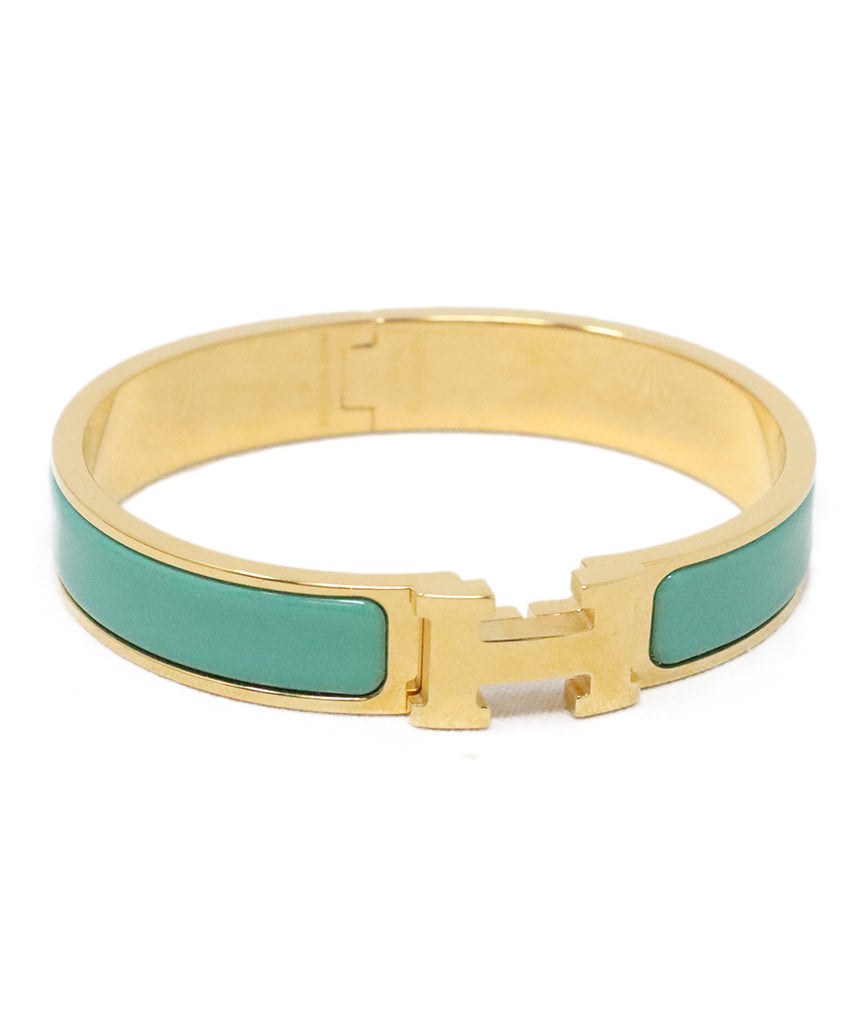 Hermes Green & Gold Clic H Bracelet 