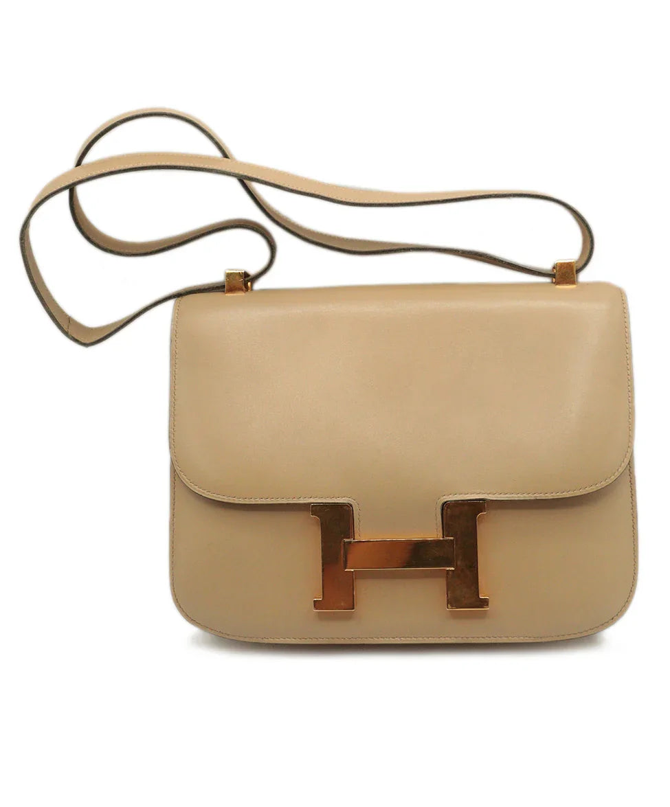 Hermes Beige Leather Constance 18 Shoulder Bag l Michael's Luxury