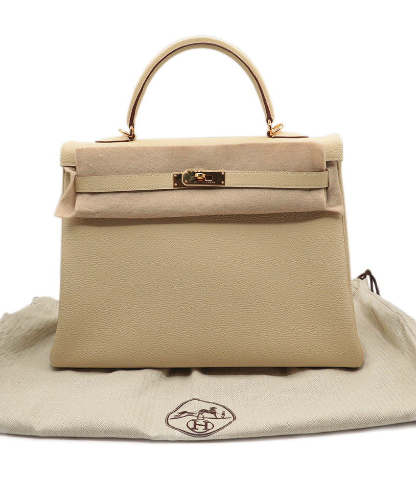 Hermes Cream Leather 35cm Kelly Bag 6