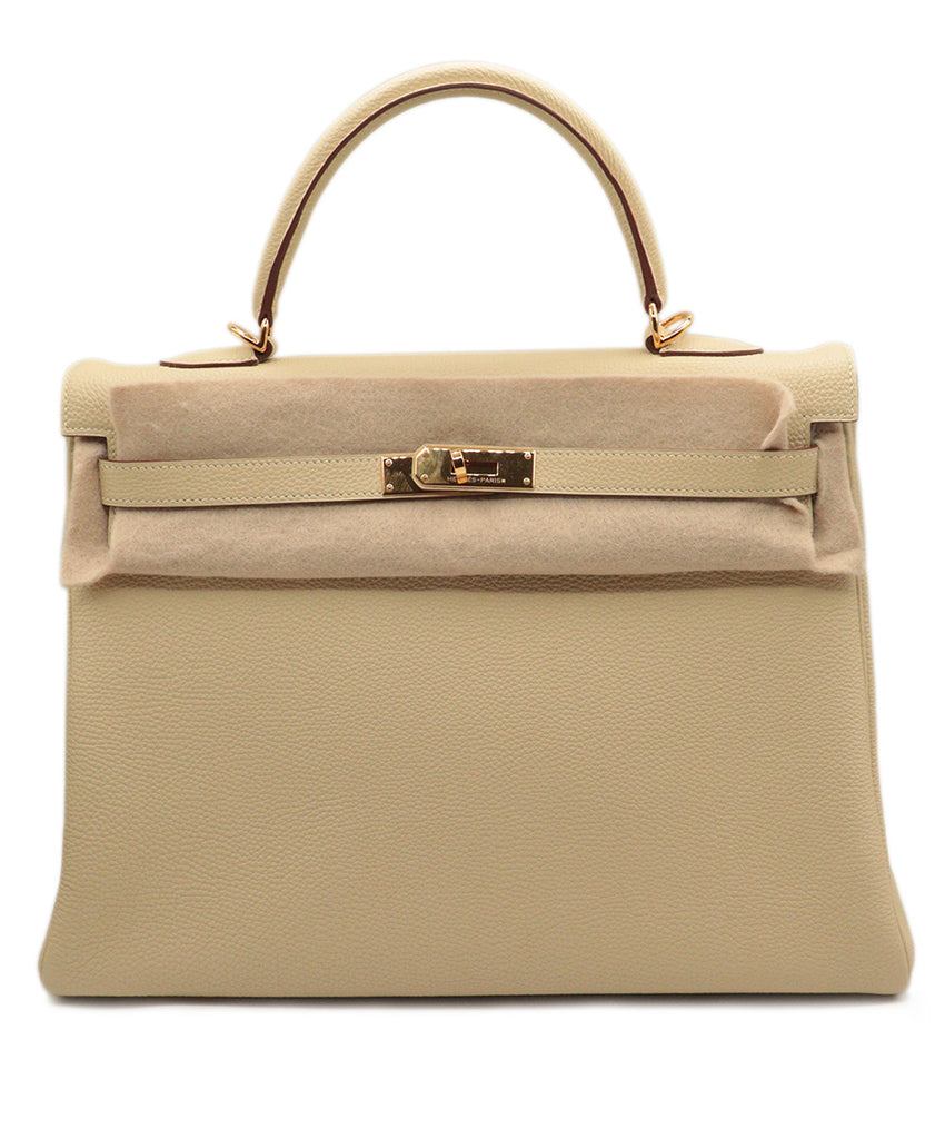 Hermes Cream Leather 35cm Kelly Bag 