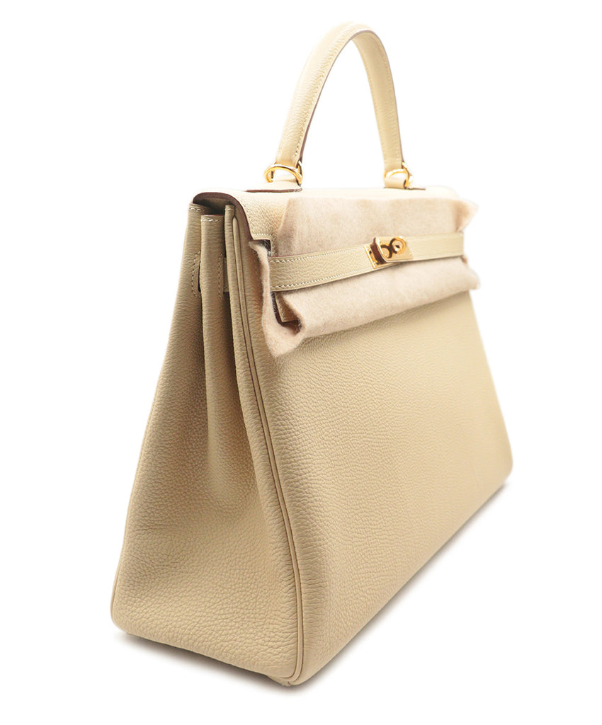 Hermes Cream Leather 35cm Kelly Bag 2
