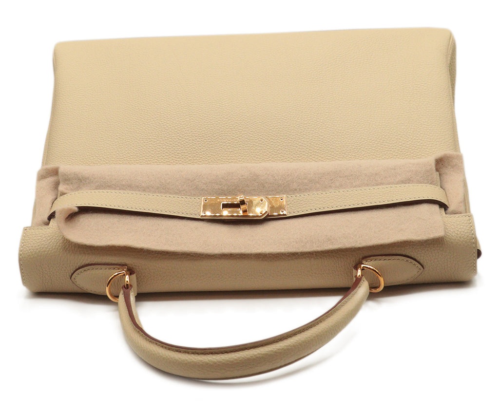 Hermes Cream Leather 35cm Kelly Bag 5