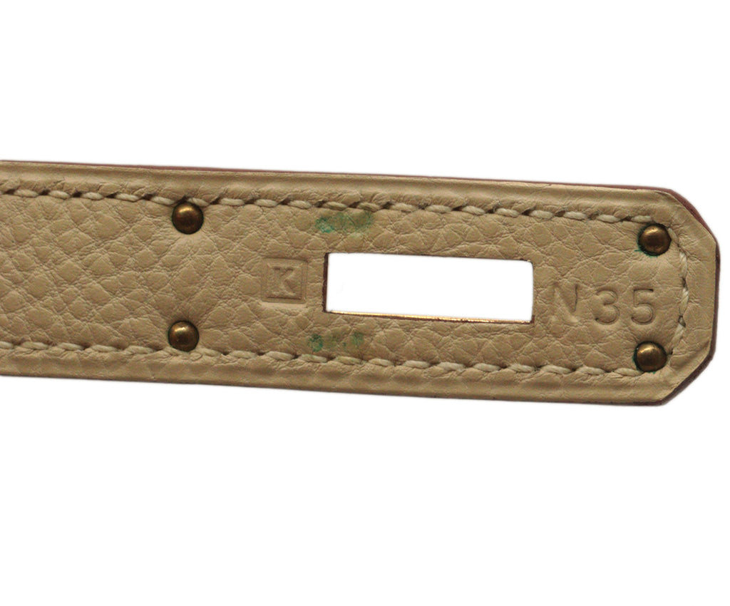 Hermes Cream Leather 35cm Kelly Bag 8