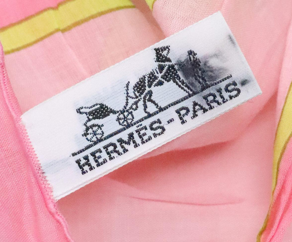 Hermes Pink & Teal Fish Print Scarf - Michael's Consignment NYC