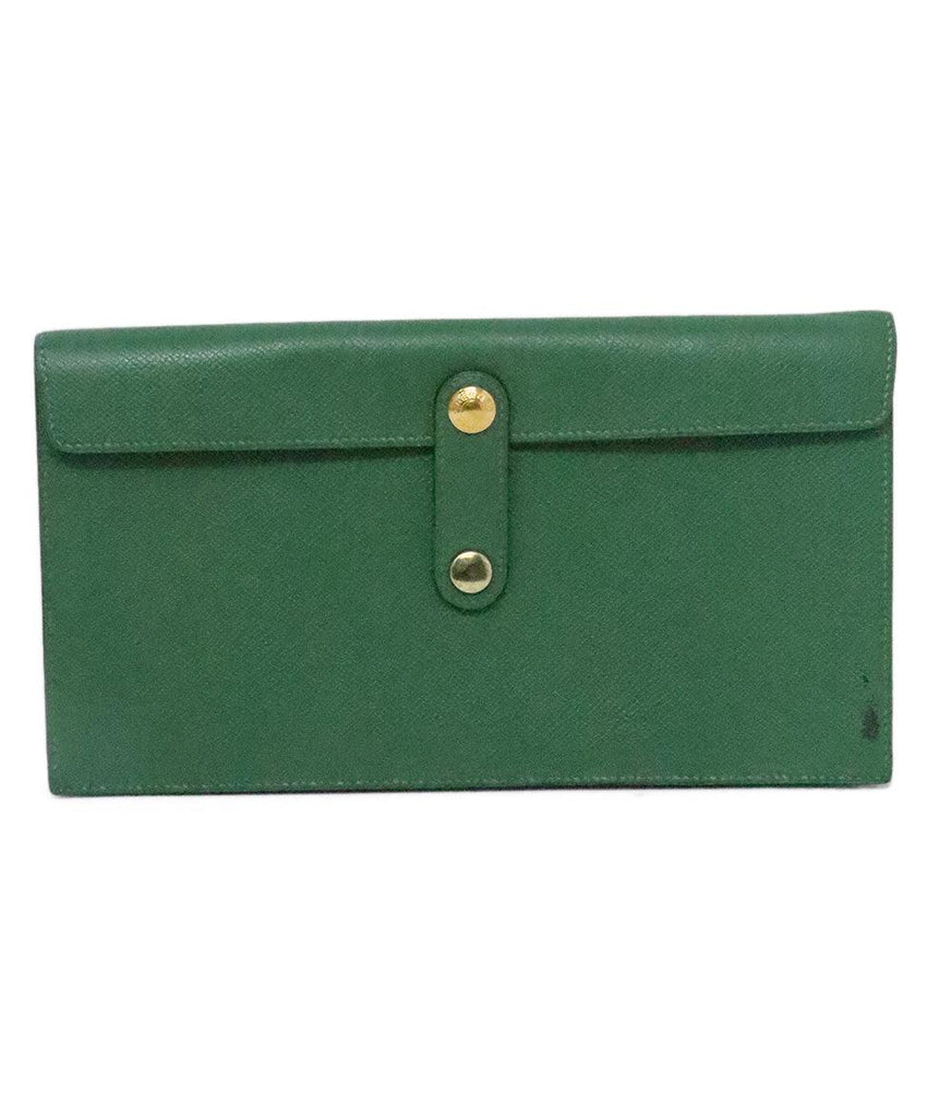Hermes Green Leather Clutch 