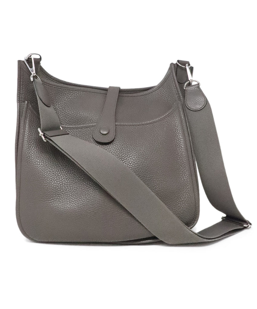 Hermes Grey Leather Evelyne Crossbody Bag 