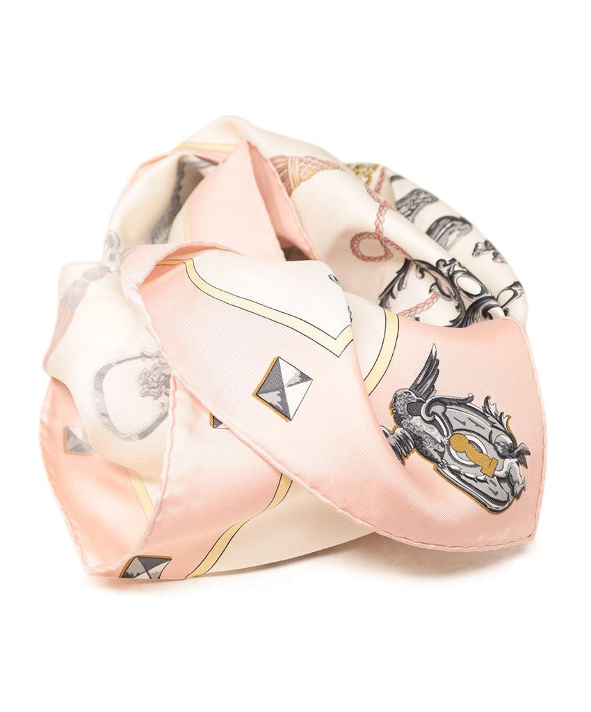 Hermes Pale Pink & Grey Key Print Scarf - Michael's Consignment NYC