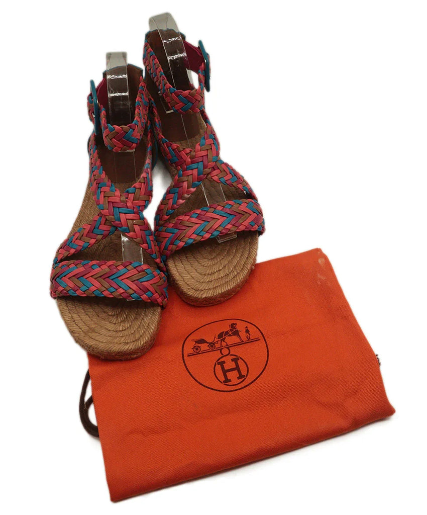 Hermes Multicolored Woven Leather Espadrilles Sandals sz 8 - Michael's Consignment NYC