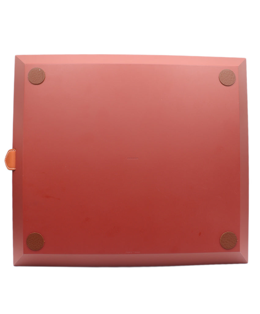 Hermes Rust Orange Resin & Leather Tray 3