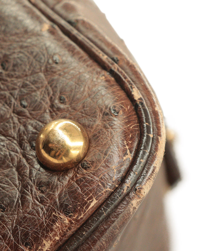 Hermes Vintage Brown Ostrich Skin Satchel 12