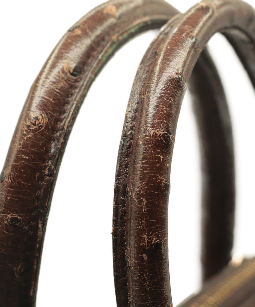 Hermes Vintage Brown Ostrich Skin Satchel 16