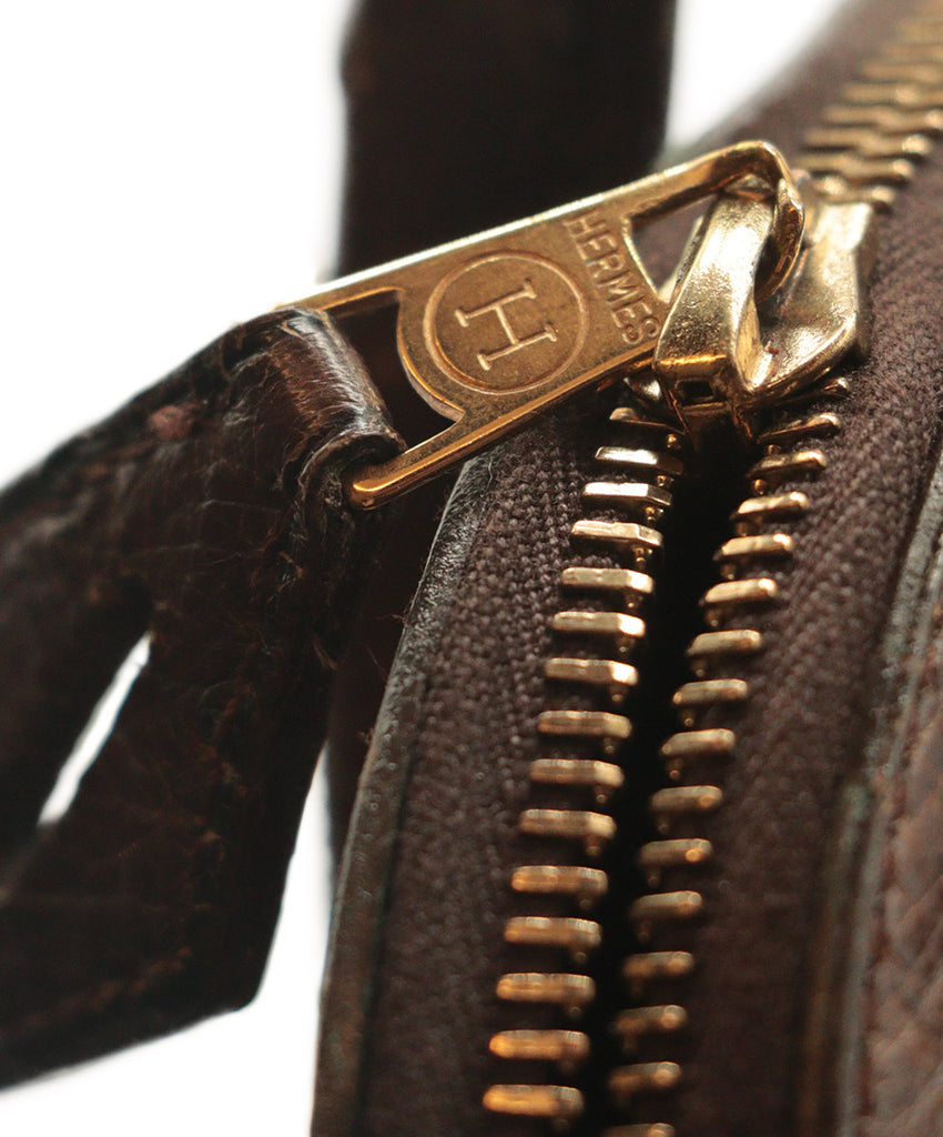 Hermes Vintage Brown Ostrich Skin Satchel 17