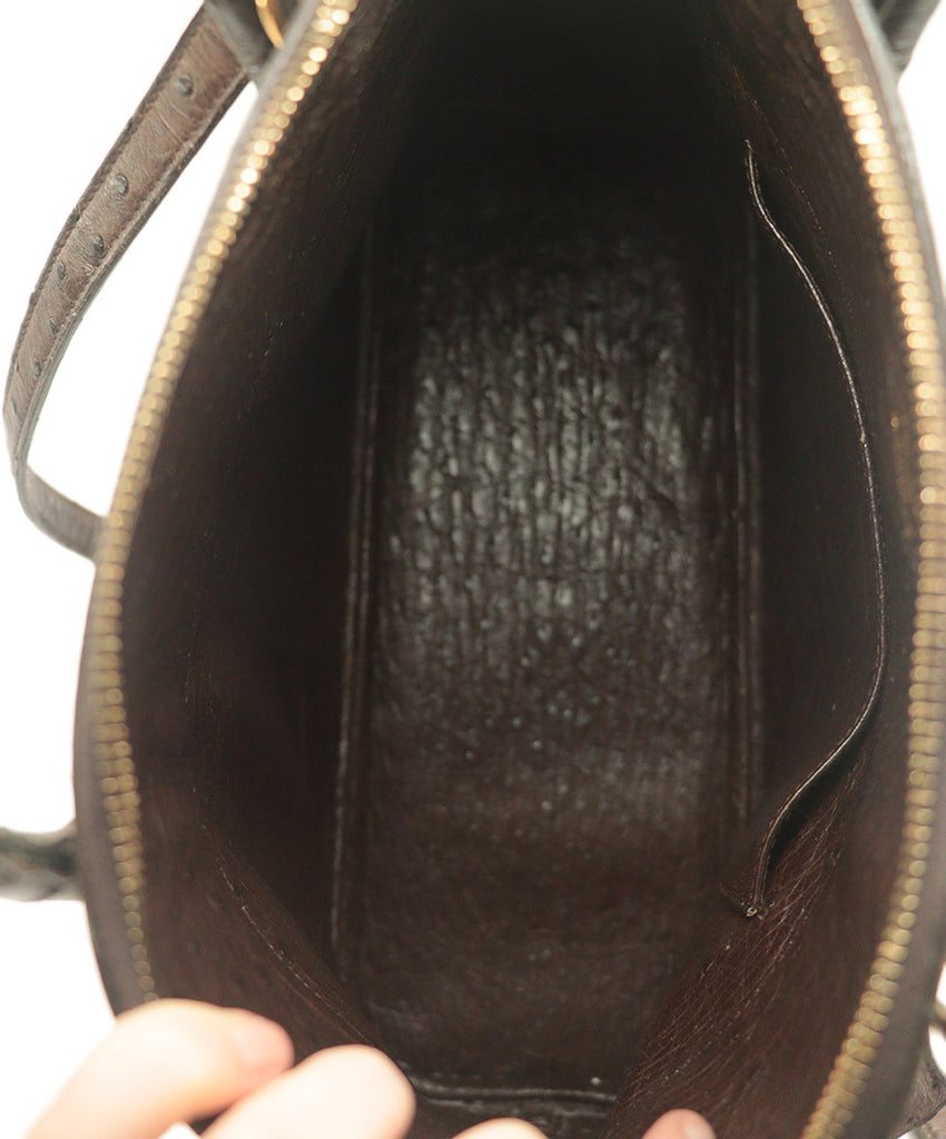 Hermes Vintage Brown Ostrich Skin Satchel 7