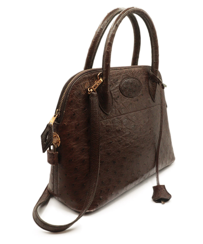 Hermes Vintage Brown Ostrich Skin Satchel 1