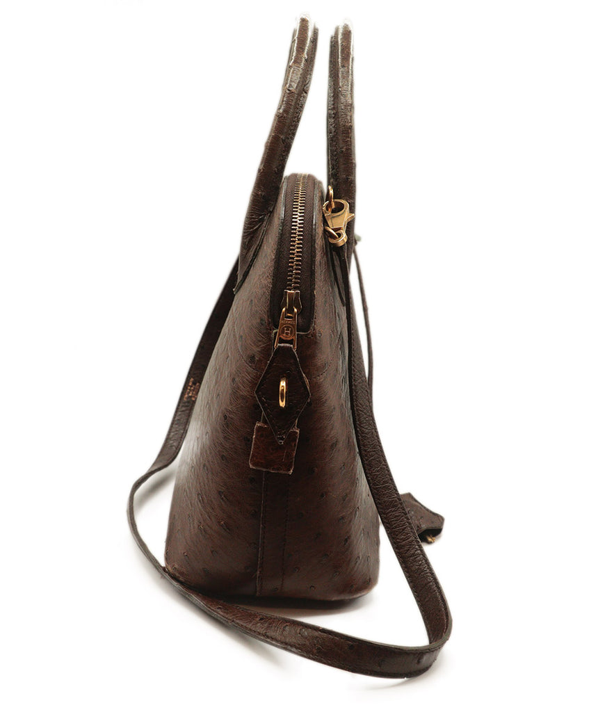 Hermes Vintage Brown Ostrich Skin Satchel 3