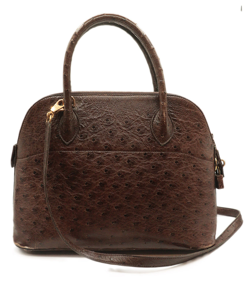 Hermes Vintage Brown Ostrich Skin Satchel 4