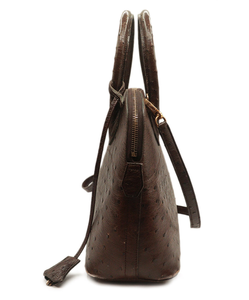 Hermes Vintage Brown Ostrich Skin Satchel 2