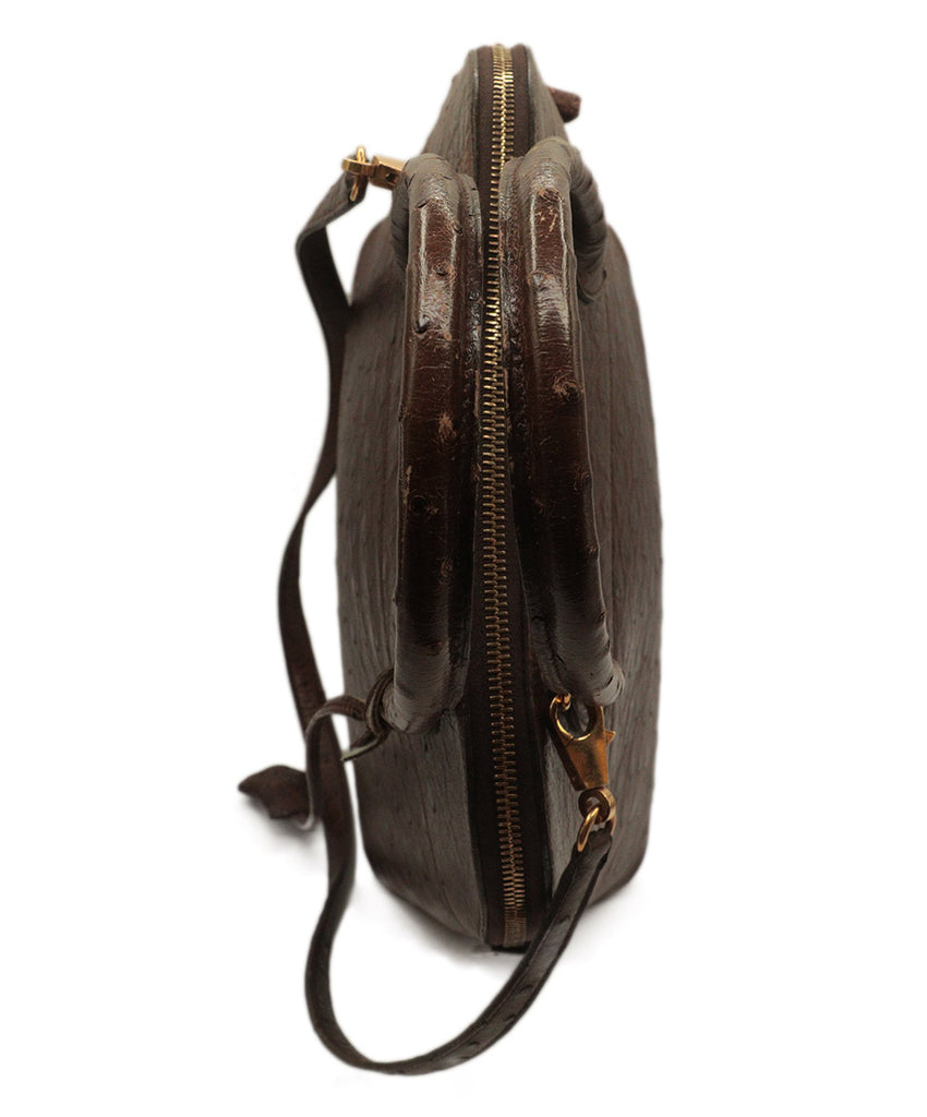 Hermes Vintage Brown Ostrich Skin Satchel 6