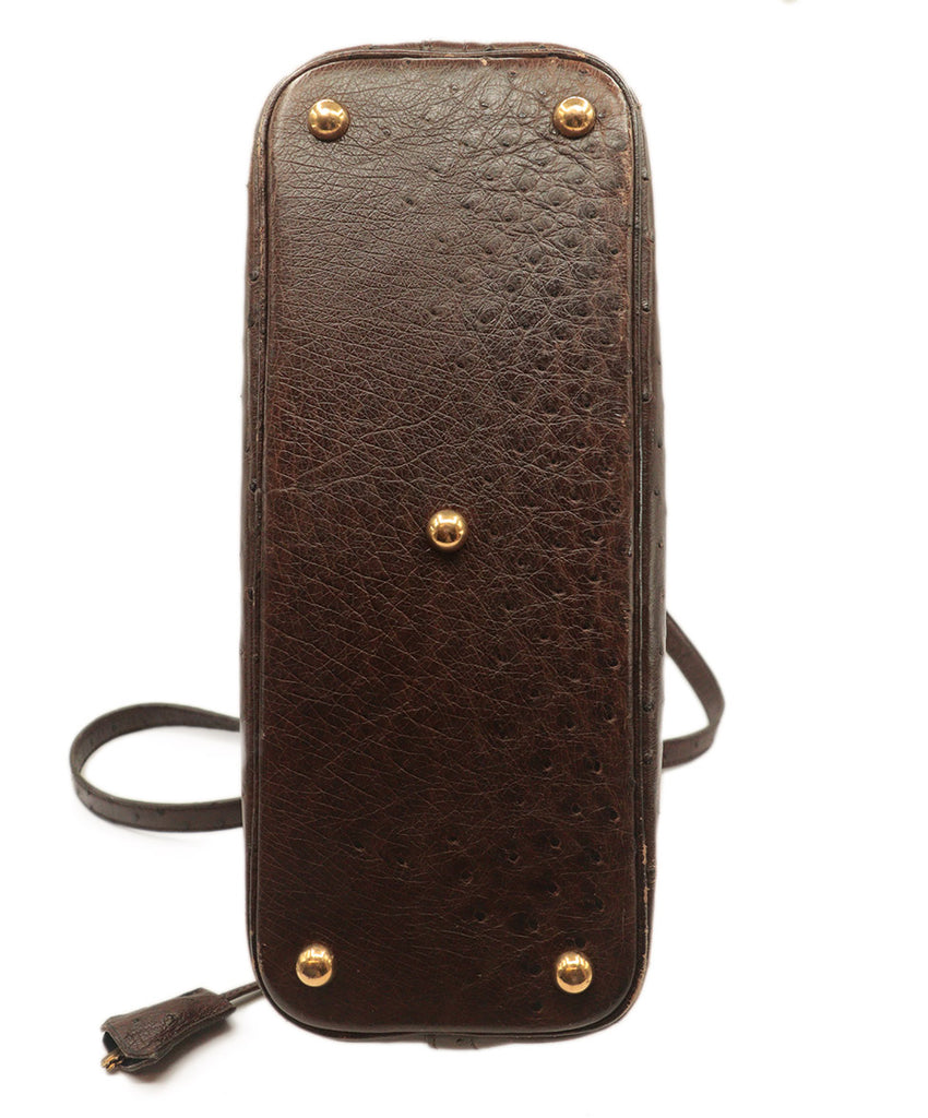 Hermes Vintage Brown Ostrich Skin Satchel 5