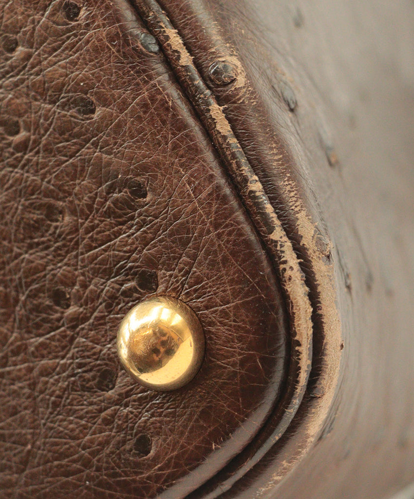 Hermes Vintage Brown Ostrich Skin Satchel 10
