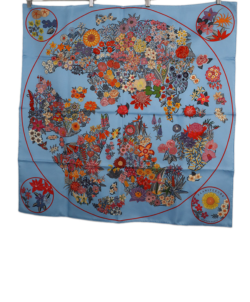 Hermes Planifleurs Print Silk Scarf 