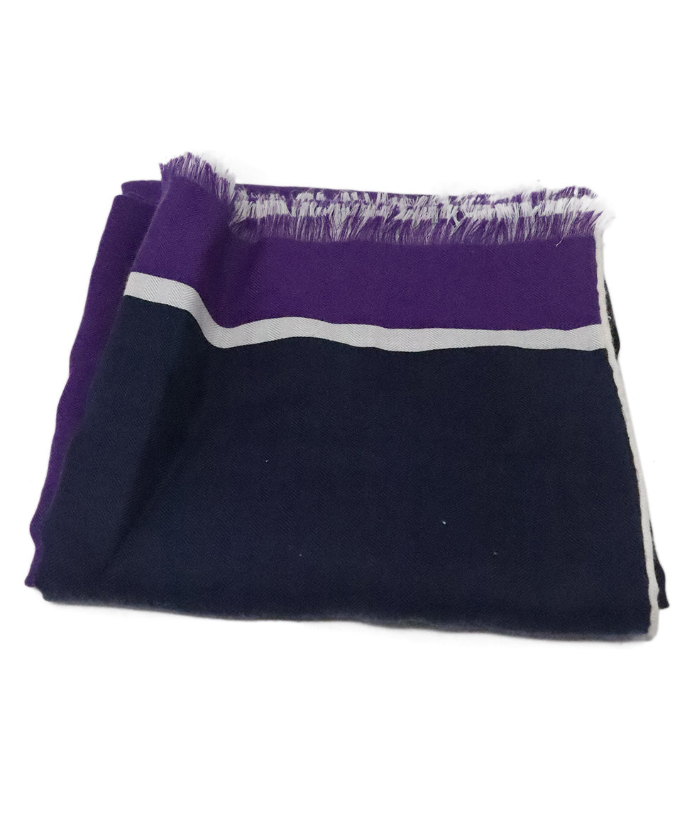 Hermes Purple & Navy Cashmere Shawl – Michael's Consignment NYC