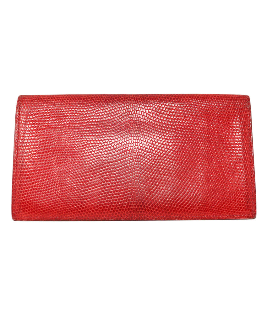 Hermes Red Lizard Leather Check Book 