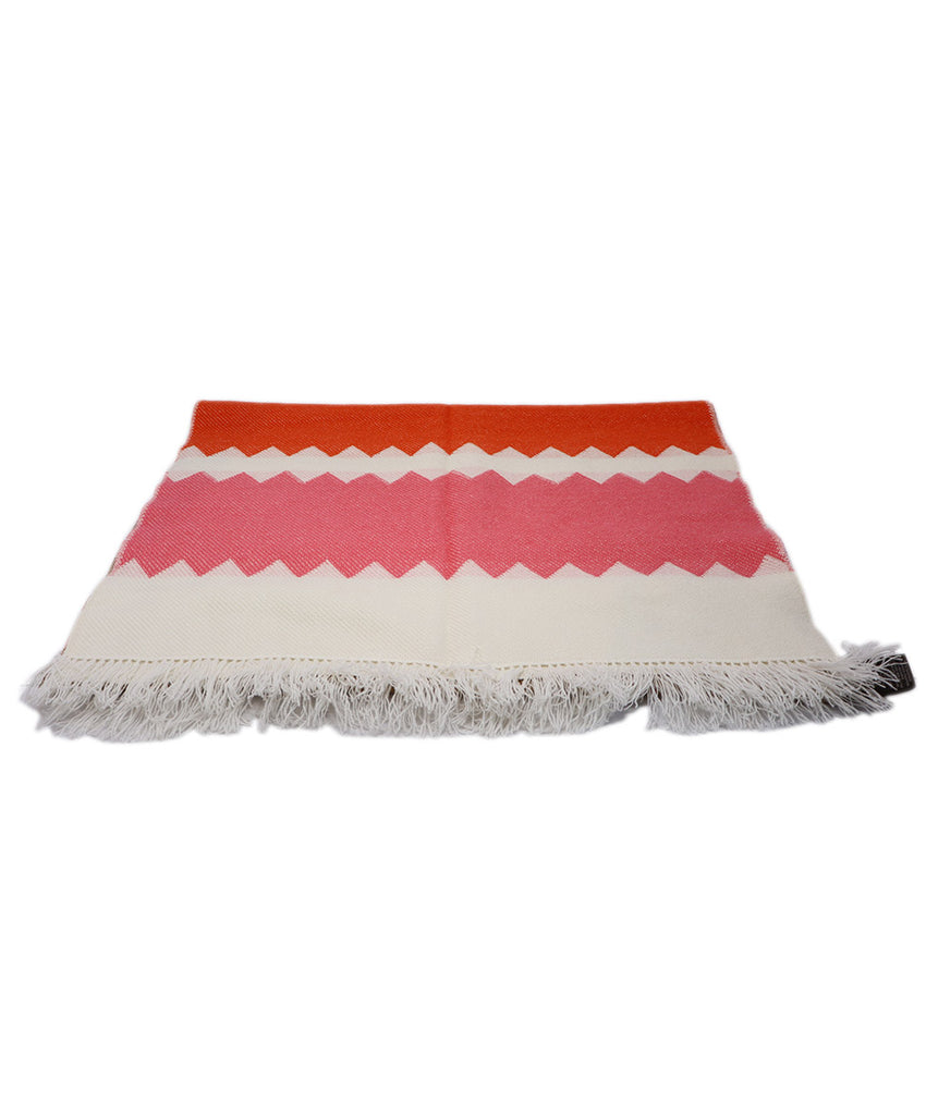 Hermes Peach White & Purple Cashmere Shawl 2