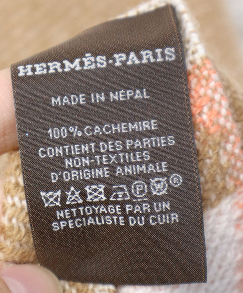 Hermes Peach White & Purple Cashmere Shawl 3
