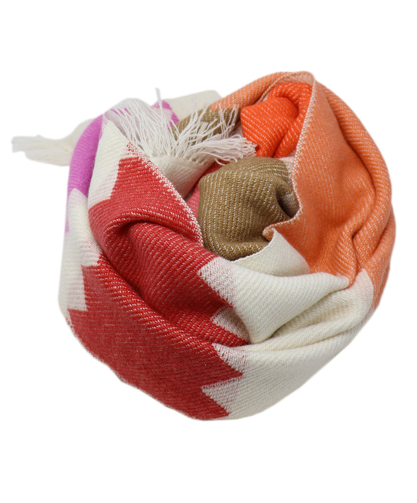 Hermes Peach White & Purple Cashmere Shawl 