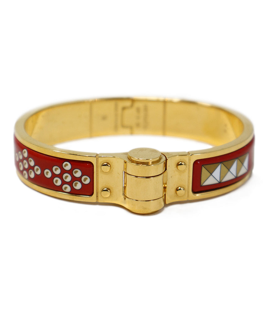 Hermes Red White & Gold Bangle 
