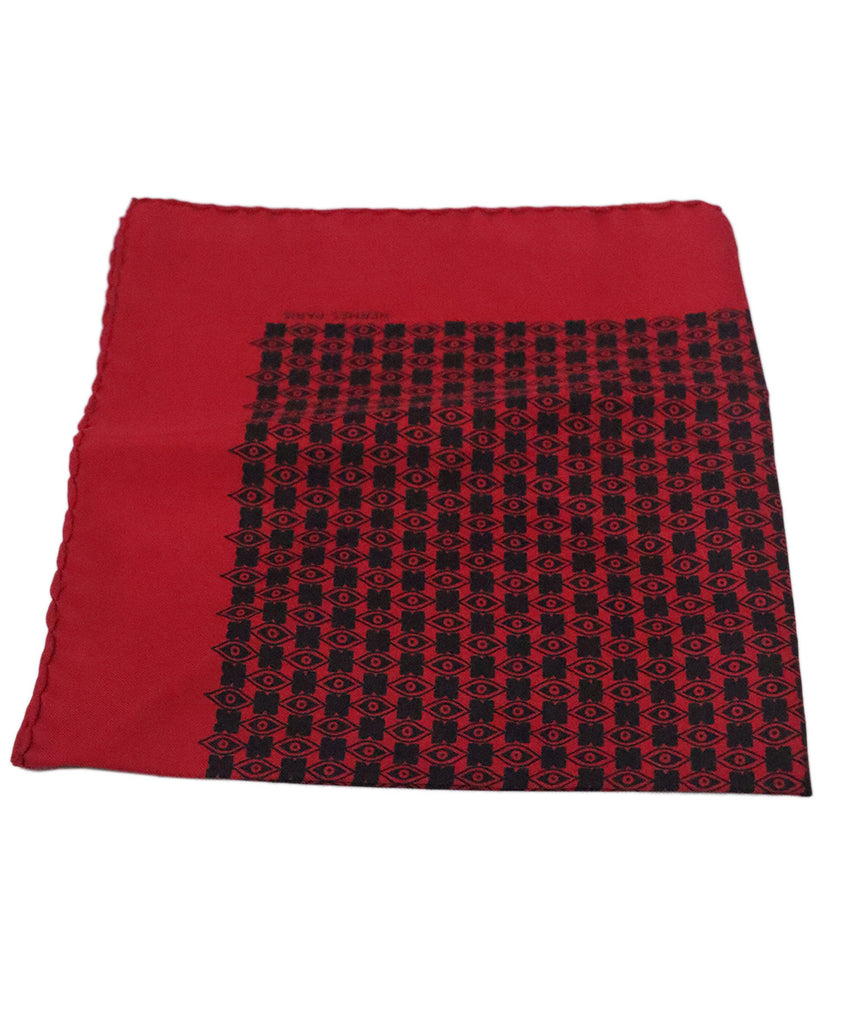 Hermes Red Silk Pocket Square 1