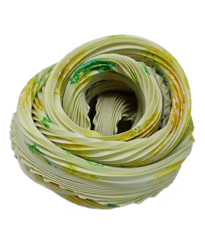 Hermes Yellow & Green Pleated Silk Scarf - Michael's Consignment NYC