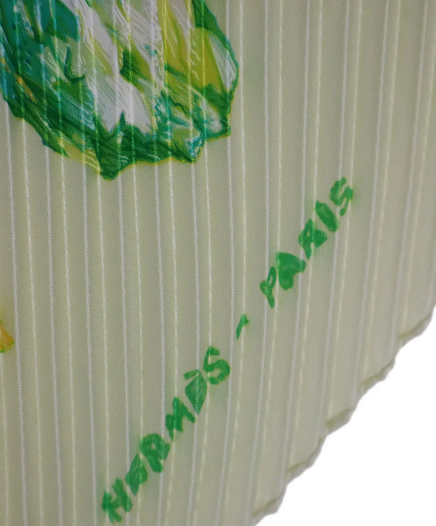 Hermes Yellow & Green Pleated Silk Scarf - Michael's Consignment NYC