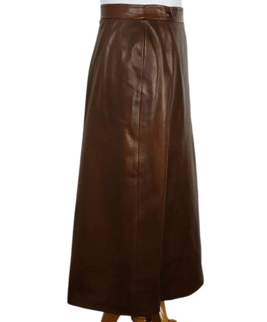 Hermes Brown Leather Skirt sz 4 - Michael's Consignment NYC