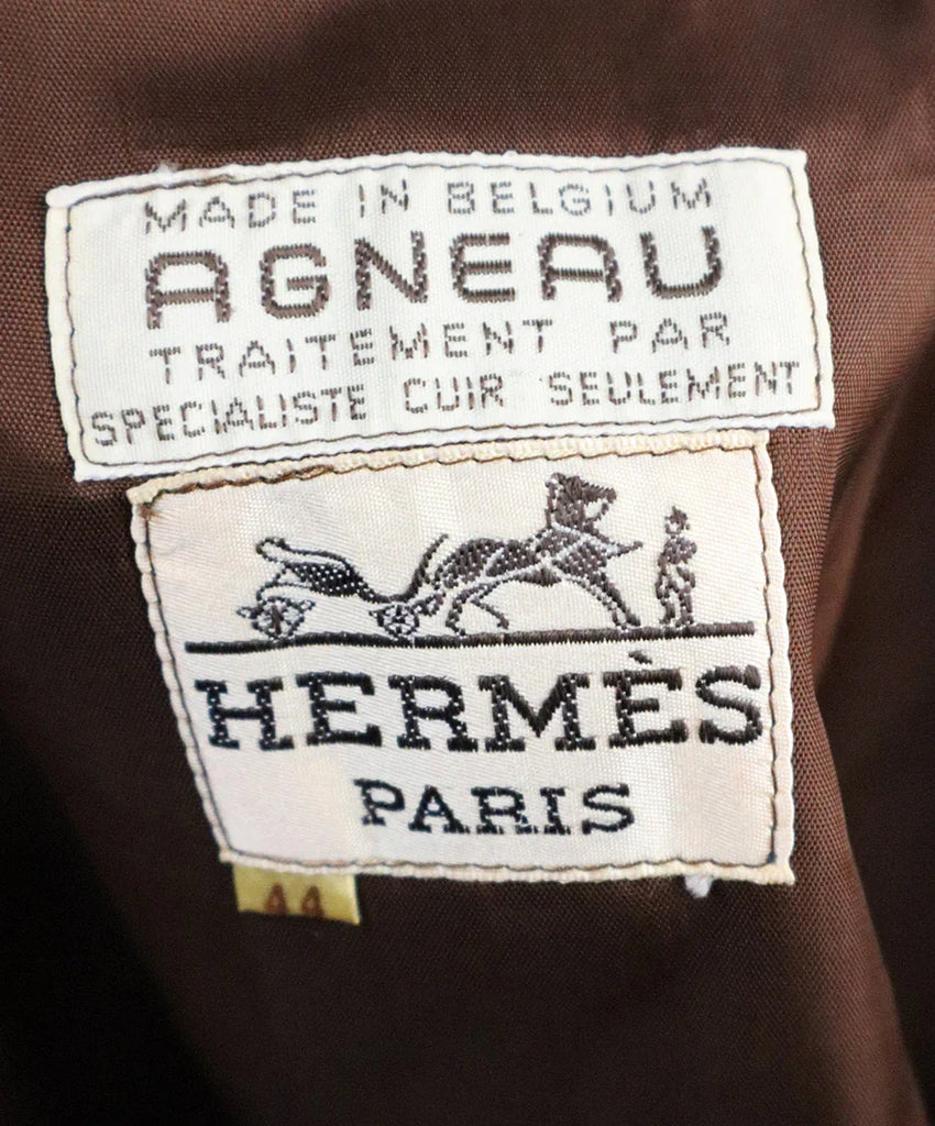 Hermes Brown Leather Skirt sz 4 - Michael's Consignment NYC